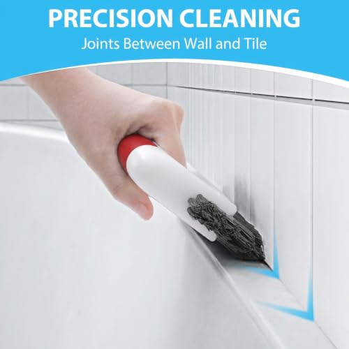 Lumkew Grout Cleaning Brush for Cleaner Tile Floors, Red, 1Pcs - color: Red