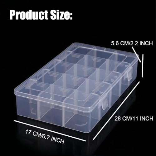 2 Pcs Large 15 Grids Plastic Organizer Box Clear Storage Container with Adjustable Dividers for Beads, Washi Tapes, Art DIY Crafts, Jewelry, Fishing Tackle, Component and Small Parts - color: 2 Pcs 15 Grids Large