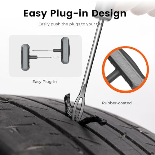 ETENWOLF Flat Tire Repair Kit with Plugs 16 Pcs, Heavy Duty Tire Plug Kit - color: Grey