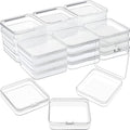 SATINIOR 24 Packs Small Clear Plastic Beads Storage Containers Box with Hinged Lid for Storage of Small Items, Crafts, Jewelry, Hardware(2.8 x 2.8 x 0.67 in) - size: 2.8 x 2.8 x 0.7 in