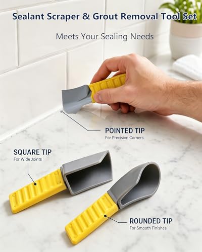3Pcs Professional Caulking Tool, Sealant Scraper & Grout Removal Tool Set
