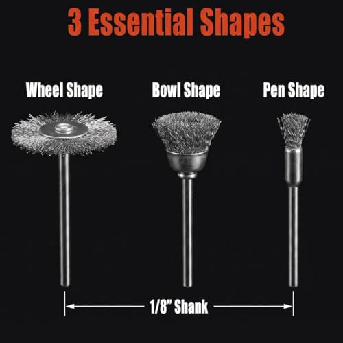 30 Pcs 1/8" Shank Assorted Shape Rotary Wire Brush Sets - style: 30 Pcs steel wire brush