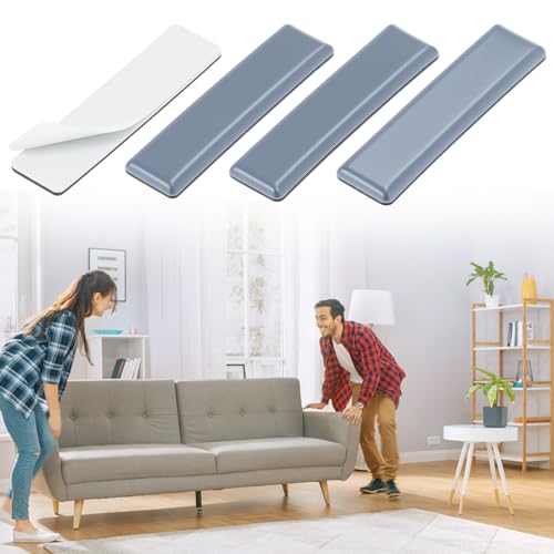 QWORK Furniture Sliders for Carpet, 16 Pcs 1" x4" Rectangle PTEE Furniture Moving Pads, Self-Adhesive Floor Protector Pads