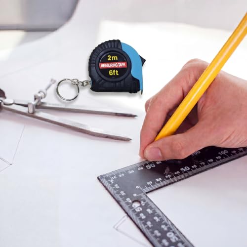 Kanayu 50 Pcs Pcs Mini Measuring Tape with Keychain, 6 ft, Aqua Blue - color: Aqua Blue, size: 6 ft
