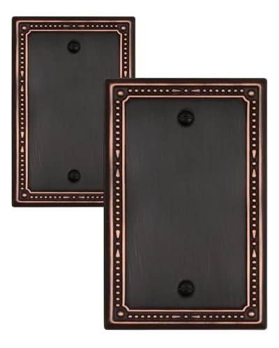 Switch Plates Outlet Covers, 2-Pack Aged Bronze Metal Wall Plates - color: Aged Bronze, size: 1 Blank 2PK