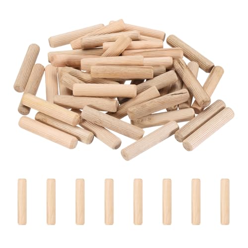 PATIKIL 95 Pcs Wood Dowel Pins 1/2" x 2 3/8" Fluted Wooden Dowels Hardwood Pegs for Woodworking Furniture DIY Crafts Projects Door Art - size: 1/2" x 2 3/8"