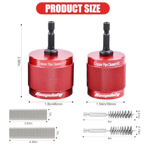 1/2" & 3/4" Copper Pipe Cleaner for Drill - Quick Rust Removal - color: 2Pcs-Aluminum Alloy
