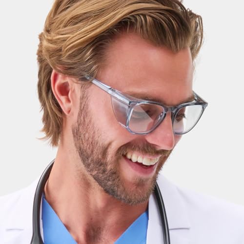 Stoggles Square Z87.1 Certified Polycarbonate Safety Glasses, Anti-Fog - color: Denim, size: Medium
