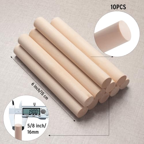 Wooden Dowels Wooden Sticks for Crafts 3/4" x 6", 10 PCS Wood Dowel Rods - size: 3/4"×6"-10PCS