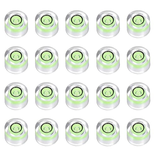 HARFINGTON 20pcs Circular Bubble Spirit Level 8x5.5mm Mini Round Bubble Spirit Level Little Measuring Layout Tools for TV Industrial Carpentry Picture Frame, Green/Black - color: Green/Black, size: 8x5.5mm
