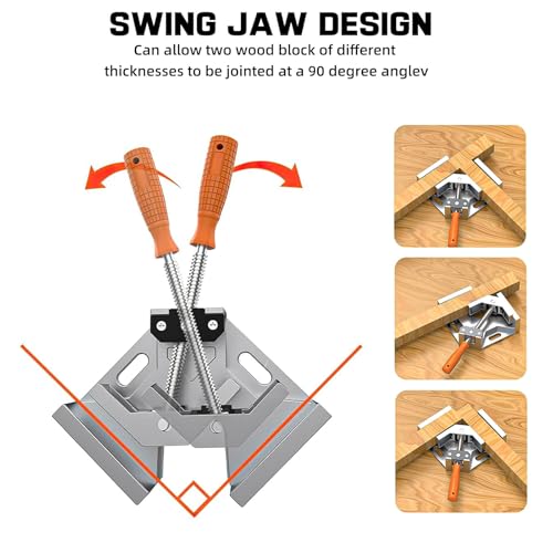 4pcs Corner Clamp with Adjustable Aluminum Alloy Swing Jaw, ingle Handle Clamps for DIY Woodworking, Photo Framing, Gifts for Men Dad