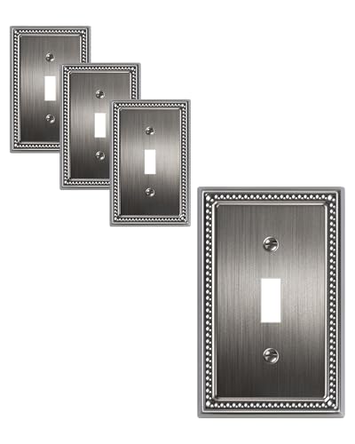 4-Pack Single Toggle Light Switch Cover Plate, Heirloom Silver - color: Heirloom Silver, size: Single Toggle 4PK