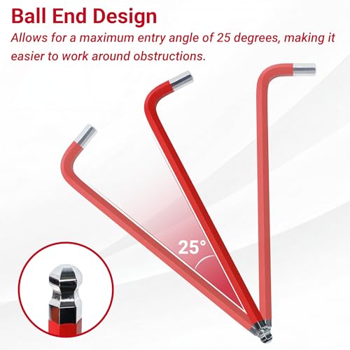 13-Piece Jumbo SAE Hex Key Set (1/16” – 5/8”) – Extra Long Arm Ball End Allen Wrenches – Heavy Duty CR-V Steel L-Keys for Automotive, Industrial & Machinery Repair - style: SAE 1/16”-5/8"