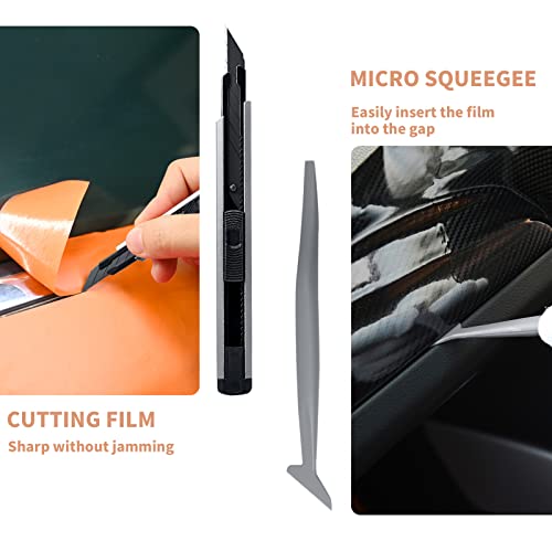 Gomake Vinyl Wrap Tool Kit Car Window Tint Installation Tools Wrapping Kit | Vinyl Wrap Squeegee Tool, 9mm Utility Knife, Film Cutter and Vinyl Tucking Tool Window Tint Kit for Car Wrapping - color: Grey