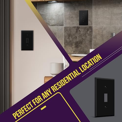 ENERLITES 5 Pack Light Switch Cover Plate for Toggle Wall Switch, Black - color: Black, size: 5 Pack