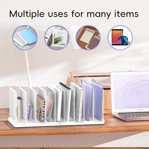 9-Section Desk File Organizer, Vertical File Holder, Mesh Desktop File Folder Metal File Organizer Stand for Office Home Classroom, White - color: White, size: 1 Pack 9-Section