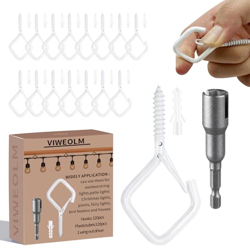 120 Pcs White Eye Hooks Screw Heavy Duty,Ceiling Hooks for Hanging Plants,String Lights,Cup,Wind Chime,Bird Feeders. Plant Hanger Indoor&Outdoor - color: White, size: 120Pcs