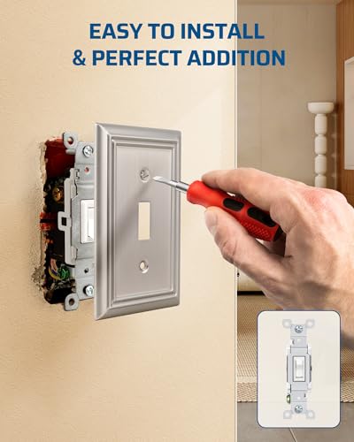 DEWENWILS Metal Wall Plate, Single Toggle Switch Cover, Brushed Nickel - color: Brushed Nickel, size: 1 Toggle 4PK
