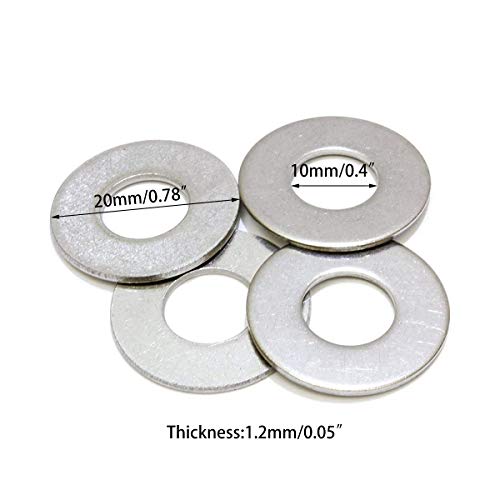 M10 304 Stainless Steel Flat Washer and Split Spring Lock Washer Assortment Set, 50Sets /Pack (M10)
