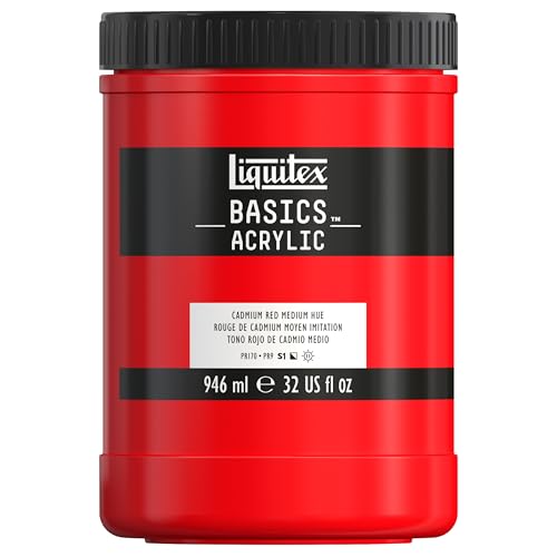 Liquitex BASICS Acrylic Paint, 32-oz Jar, Cadmium Red Medium Hue - color: Cadmium Red Medium Hue, size: 32 Fl Oz (Pack of 1)