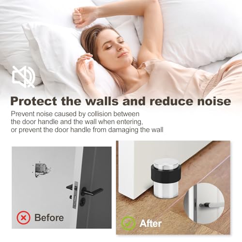 Nickel Cylindrical Floor Mounted Stainless Steel 304 Door Stop Door Stopper with Black Rubber, 2 Pack (Silver,2) - color: Silver