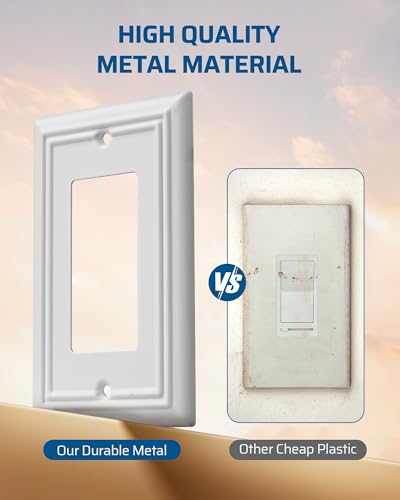 DEWENWILS Decorator Outlet Covers, White Metal Light Switch Cover Plates - color: White, size: 1 Decorator 2PK