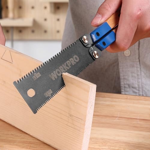WORKPRO 6'' Folding Japanese Hand Saw, Double-Edged Pull Saw with 11&17 TPI - size: 6'' - Foldable