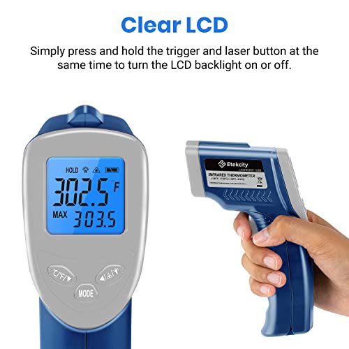 Etekcity Infrared Thermometer Laser Temperature Gun, -58°F~1130°F, Blue - color: Blue, style: Advanced