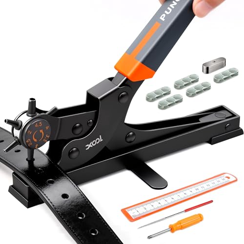 XOOL Revolving Punch Plier Kit, Leather Hole Punch Set for Belts, Watch Bands, Straps, Dog Collars, Saddles, Shoes, Fabric, DIY Home or Craft Projects, Heavy Duty Rotary Puncher, Multi Hole Sizes Make - style: Upgrade