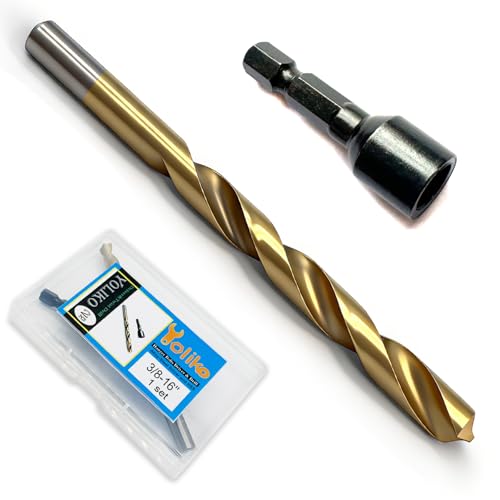 2 Pcs Hanger Bolt Driver and Drill, Alloy-Steel Driver with HSS Twist Drill for 3/8"-16 Double Headed Wood Screws Fully All Threaded Rod,Threaded Insert Hexagon Head Drivers and Drills Bits - size: Driver&Drill 3/8"