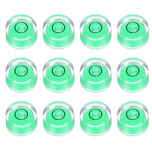 HARFINGTON 12pcs Circular Bubble Spirit Level 12x6 mm Mini Round Bubble Spirit Level Little Measuring Layout Tools for TV Industrial Carpentry Picture Frame, Green/Black - color: Green/Black, size: 12x6 mm