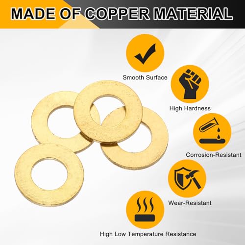 PATIKIL M12x24x2.5mm Flat Washers, 4PCS Brass Automotive Drain Plug Gaskets Flat Ring Oil Crush Washer Spacers for Faucets Garden Bolts Screws Hose, Golden - size: M12x24x2.5mm