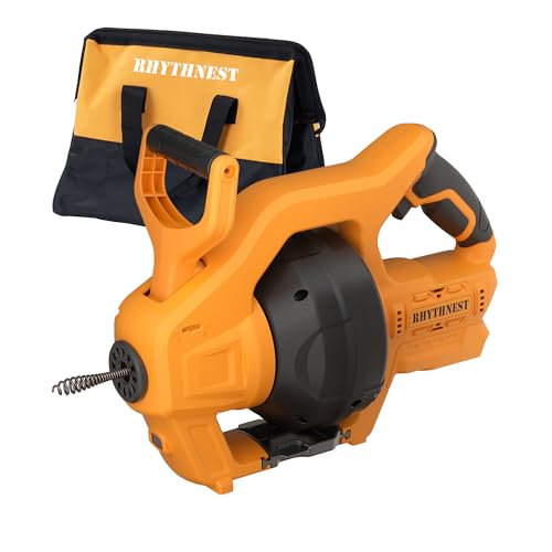 Cordless Drain Auger Compatible with Dewalt 20V Battery, 24 FT Replaceable Auto-Feed Plumbing Drain Snake That Clear Clogs in 3/4''-3” Pipes of Sink, Toilet, Bathtub, and Sewer(No Battery)