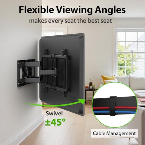 USX Mount Ultra Slim TV Wall Mount for 37-90 inch TVs, Low Profile Full Motion TV Mount with Swivel Articulating Dual Arms, Wall Bracket for Max VESA 600x400mm Holds 120lbs, Fits 16"/18"/24" Studs - size: 37-90 inch, 120 lb