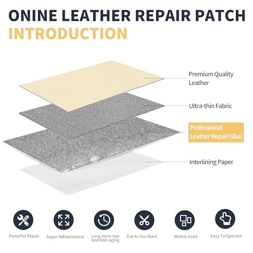 ONine Leather Repair Patch,Leather Repair Tape, 3 x 60 inches Leather Repair Patch for Furniture,Sofas,Office Chair,car Seats,Vinyl Repair Kit(White Khaki) - color: White Khaki, size: 3 x 60 inches