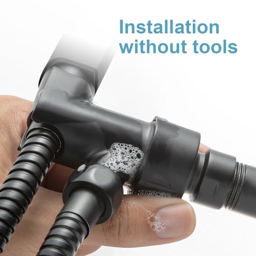 OFFO Shower Head Holder All Metal for Handheld Shower Head, Adjustable Shower Arm Mount with Solid Brass Pivot Ball, 1/2 in IPS Female Inlet and Male Outlet, Matte Black - color: Matte Black