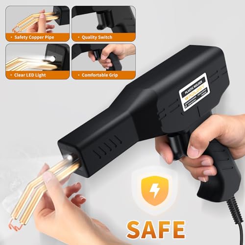 Plastic Welder Kit, 1200PCS Staples, Hot Stapler for Bumper Repair - color: Black