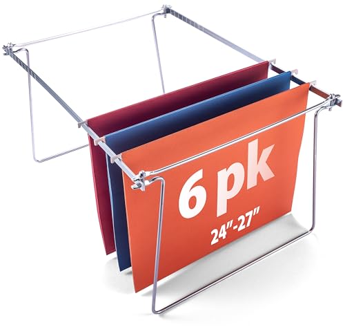 Officemate Hanging File Frame, Letter Size (Fits 24″–27″), Adjustable Heavy-Duty Steel File Drawer Organizer for Desks, Cabinets & Shelves, Set of 6 (98620) - size: 6-Pack