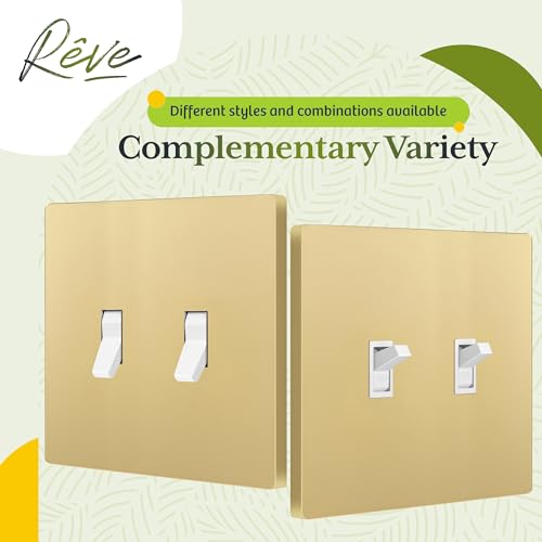 TG Mid-Size Screwless Double Toggle Light Switch Cover Plate, 2-Gang, Gold - color: Gold, size: 2 Gang