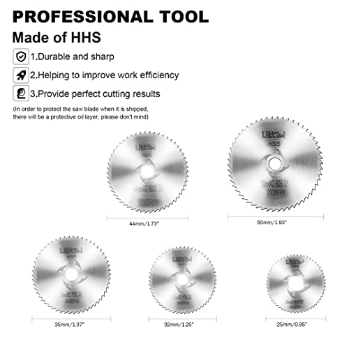 5 PCS Blades,HSS Saw Disc Wheel with 1/4-Inch Hex Shank Rotary Drill Saw - style: 6PCS(1*Hex Shank+5*Blades)