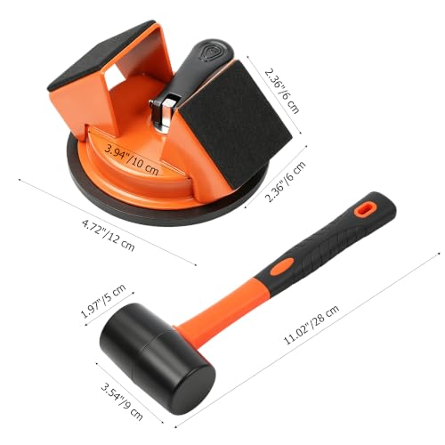 Floor Gap Fixer Tool Heavy Duty Suction Cup Lifter - Laminate, LVP, Vinyl & Hardwood Flooring Gap Repair Kit with Rubber Mallet & Nano Pads