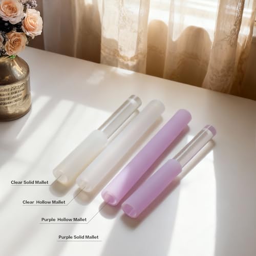 4 Pcs Singing Bowl Mallet Set Includes Solid and Hollow Acrylic Silicone Rubber Striker Mallet for Playing Quartz Crystal Singing Bowls with Bundle Pocket(WhitePurple) - color: WhitePurple
