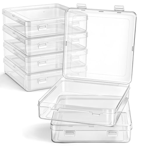 Jetec 6 Pieces Small Clear Plastic Storage Box, 5.9 x 5.9 x 1.5 Inch - size: 5.9 x 5.9 x 1.5 Inch