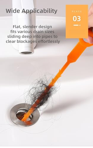 6-Piece Professional Drain Snake Cleaning Kit - Heavy Duty Clog Remover Tool for Shower, Sink, Bathtub, Toilet, Kitchen - Hair Removal Unclogger with Drill Attachment, Reusable Plastic Pipe Cleaner