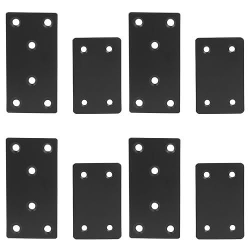 Bonsicoky 8 Pcs Flat Straight Brace Brackets, Black, 3.15"x1.5" + 2.4"x1.5" - size: 3.15" x 1.5" + 2.4" x 1.5" - 8 PCS, style: Black
