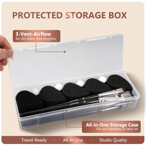 Depvision Face Paint Brushes Set 12 Pcs Face Painting Brushes and Sponges Set Professional Paint Brushes for Body Art Painting Acrylic Oil Watercolor Artist Paintbrush for Halloween Cosplay with Case