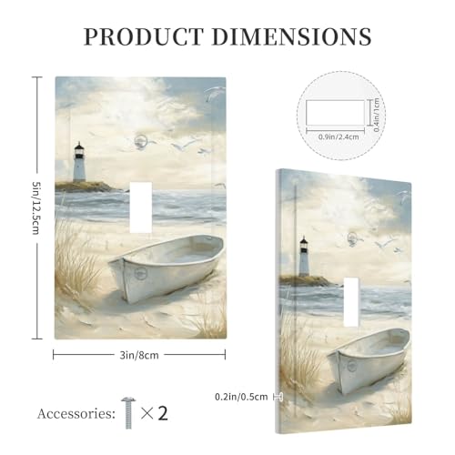 Beach Lighthouse Old Ship Coastal Single Toggle Light Switch Cover Plate - color: Old Boat on Beach, size: 1-Gang Toggle
