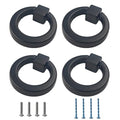 4Pcs Matte Black Zinc Alloy Cabinet Ring Knobs, Modern Round Drawer Pulls with Mounting Screws, Single Hole Dresser Handles for Kitchen Furniture, Wardrobe and Bathroom Hardware - color: Matte Black