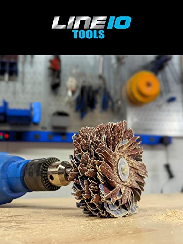 LINE10 Tools 4-inch Sanding Mop Kit, Moulding Flap Wheel Sander for Drill, 80, 120, 240 Grit Mop Sanders Brush, 1/4" Shank, Abrasive Flapper Sander for Woodworking, Contours, Finishing, Pack of 3 - style: 80 | 120 | 240 Grit