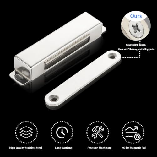 2 Pack | Magnetic Door Catch Heavy Duty - 60 Lbs Pull Force - Stainless Steel - Anti Rust - for Screen Door, Pantry Door, Barn and RV Doors. - size: Medium-60Lbs